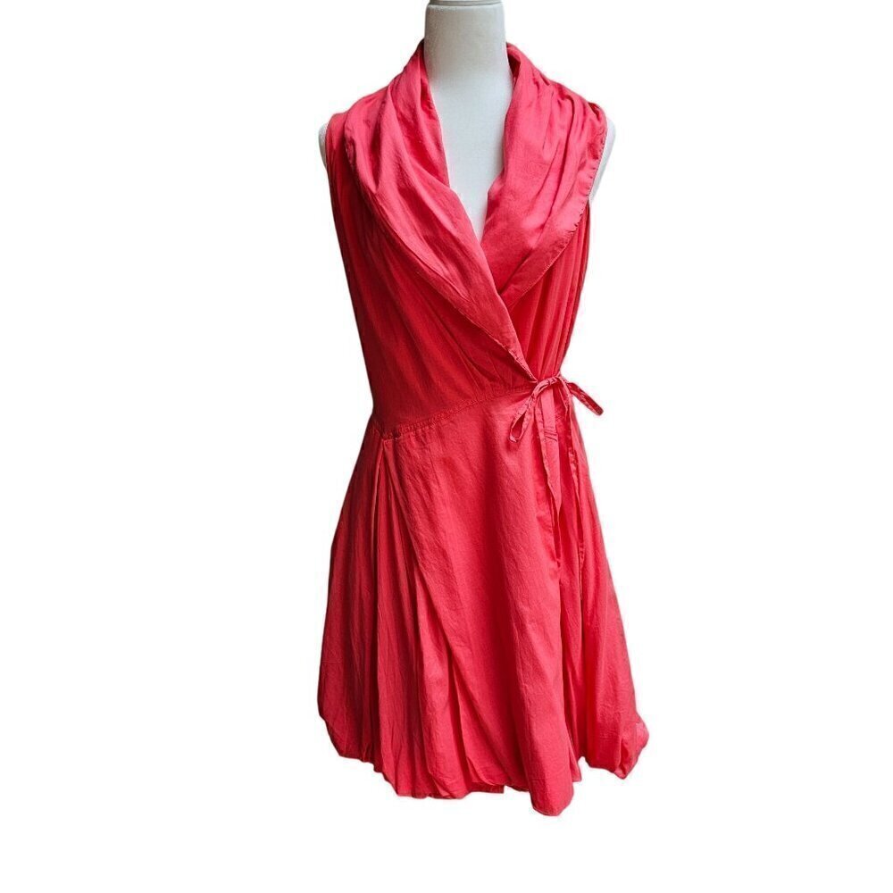 Vasna Paradise Pink Coral Sleeveless Wrap Dress - 100% Cotton - Size Small - Picture 2 of 13